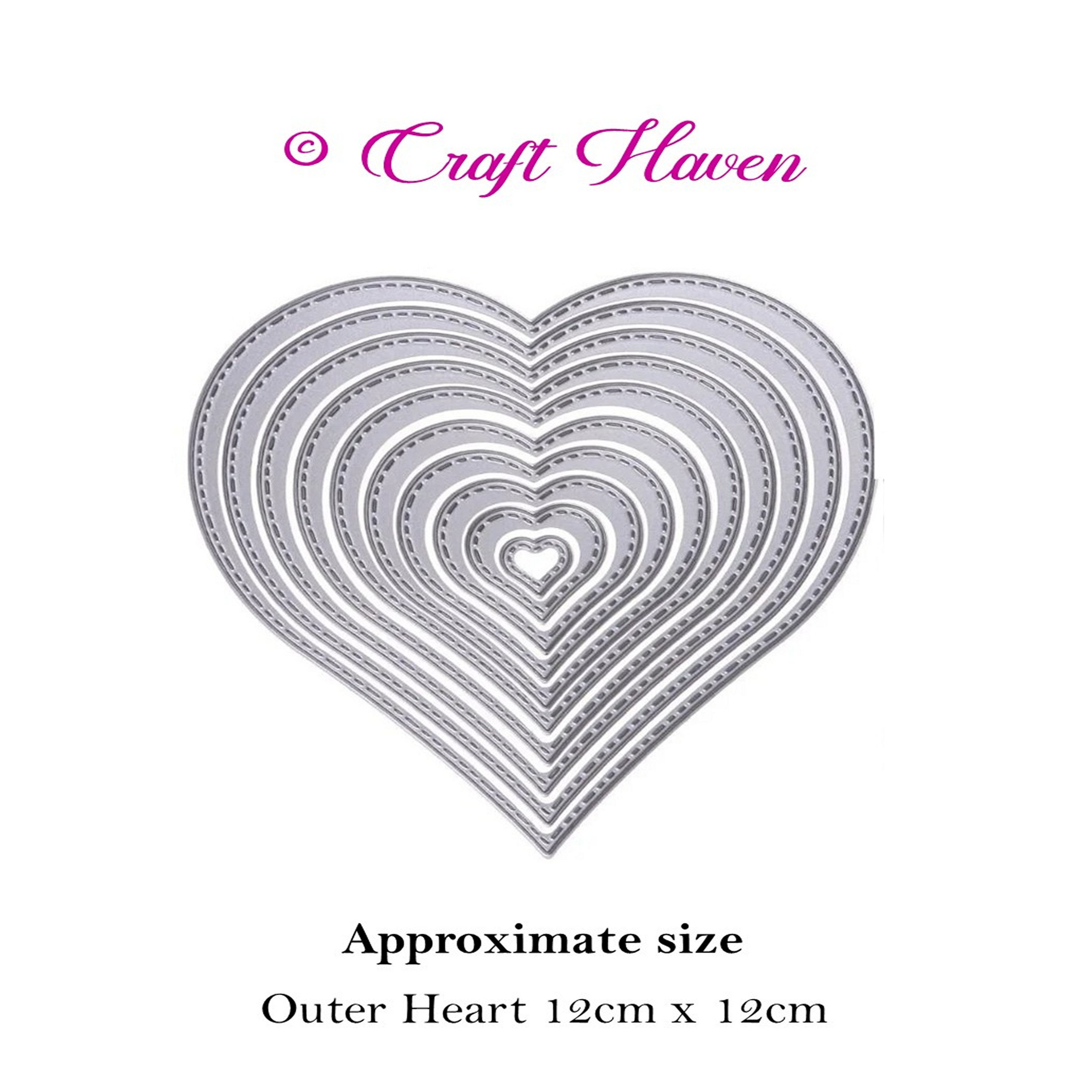 10 Nested Hearts Heart Frames 1.1cm 12cm Metal Cutting Dies