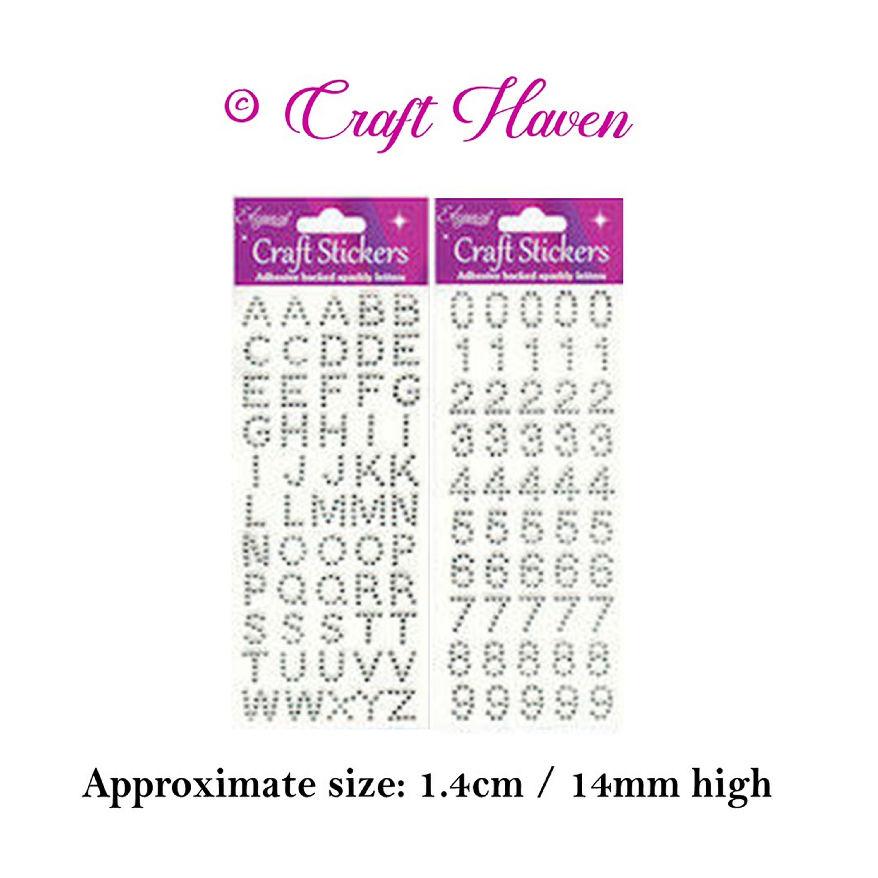 Eleganza Clear Diamante 1.6cm Number or Alphabet Stickers Numbers Letters