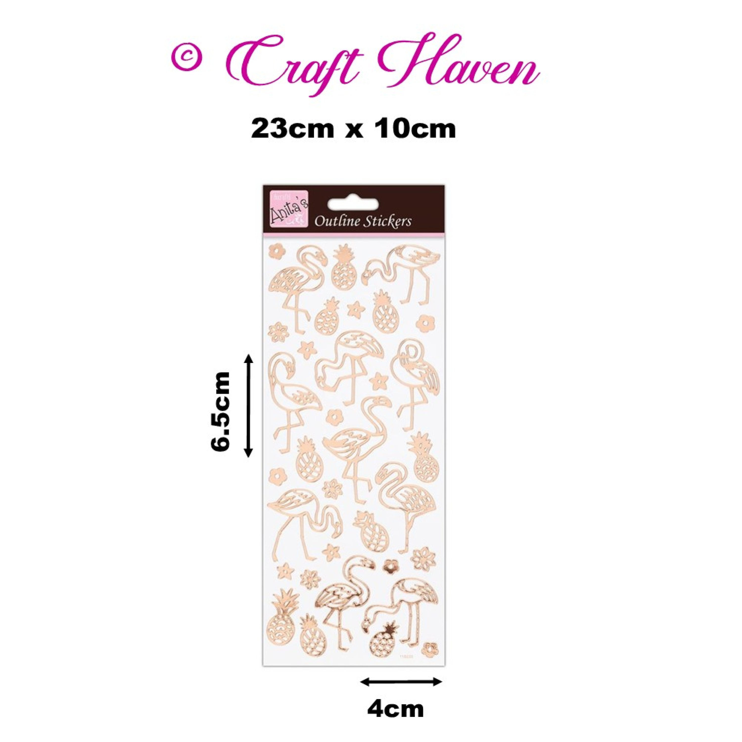 Anita's Rose Gold Assorted Flamingos Pineapples Flowers Peel Off Stickers