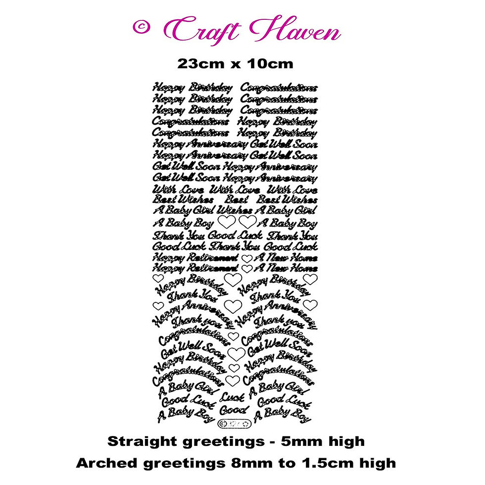 C324: Straight & Curved Greetings Thank You Baby Birthday Luck Peel Off Stickers