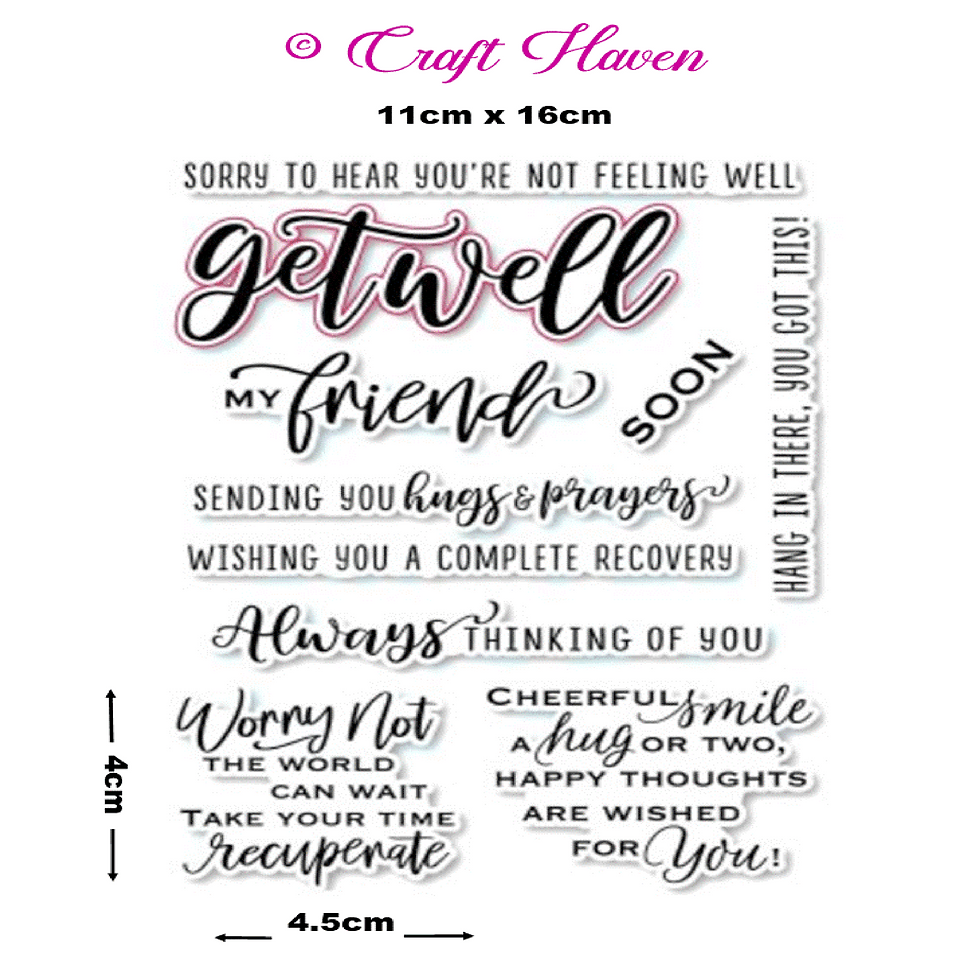 FX: Get Well Soon Friend Thinking of You Clear Silicone Stamps