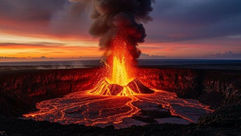 Spectacle d'éruption au volcan Kilauea à Hawaï
