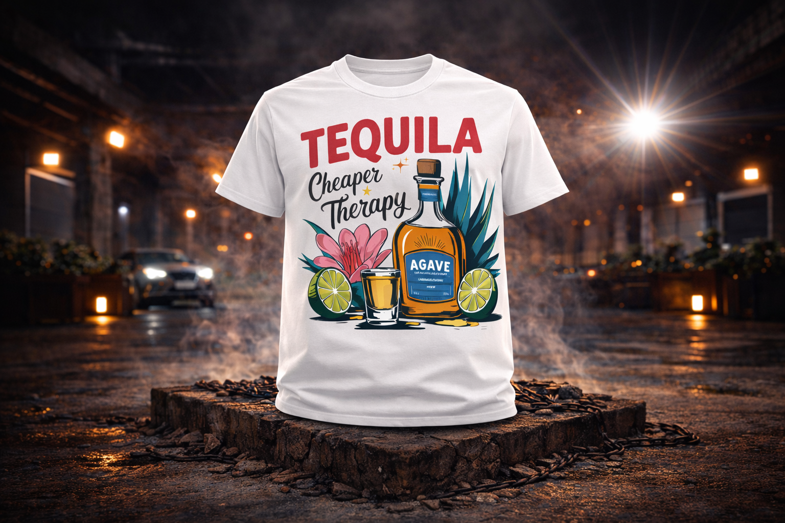 Funny Tequila Lover T-Shirt – “Tequila Cheaper Than Therapy” Party Graphic Tee