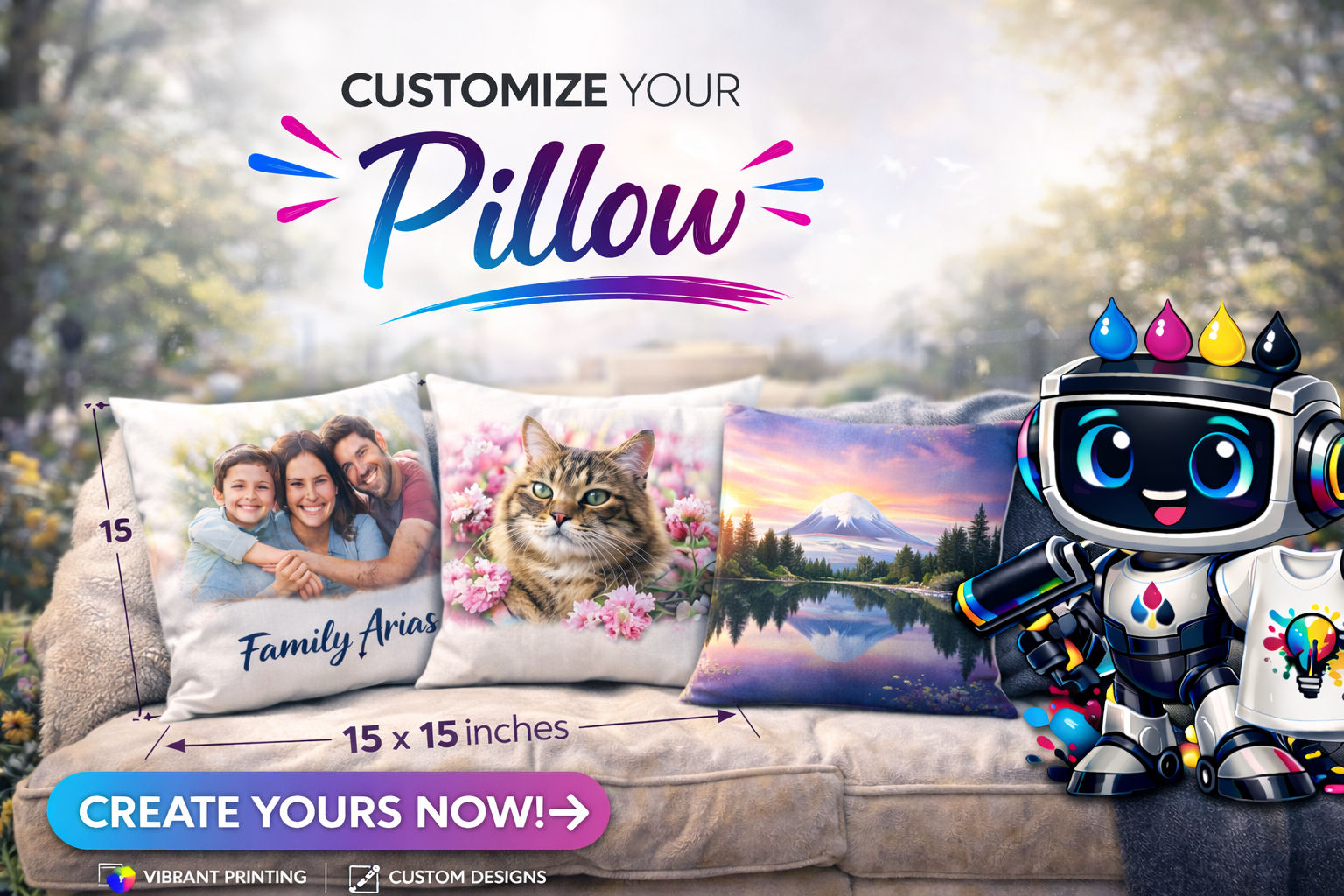 🖼️ Custom Photo Throw Pillow – Personalized Home Edition