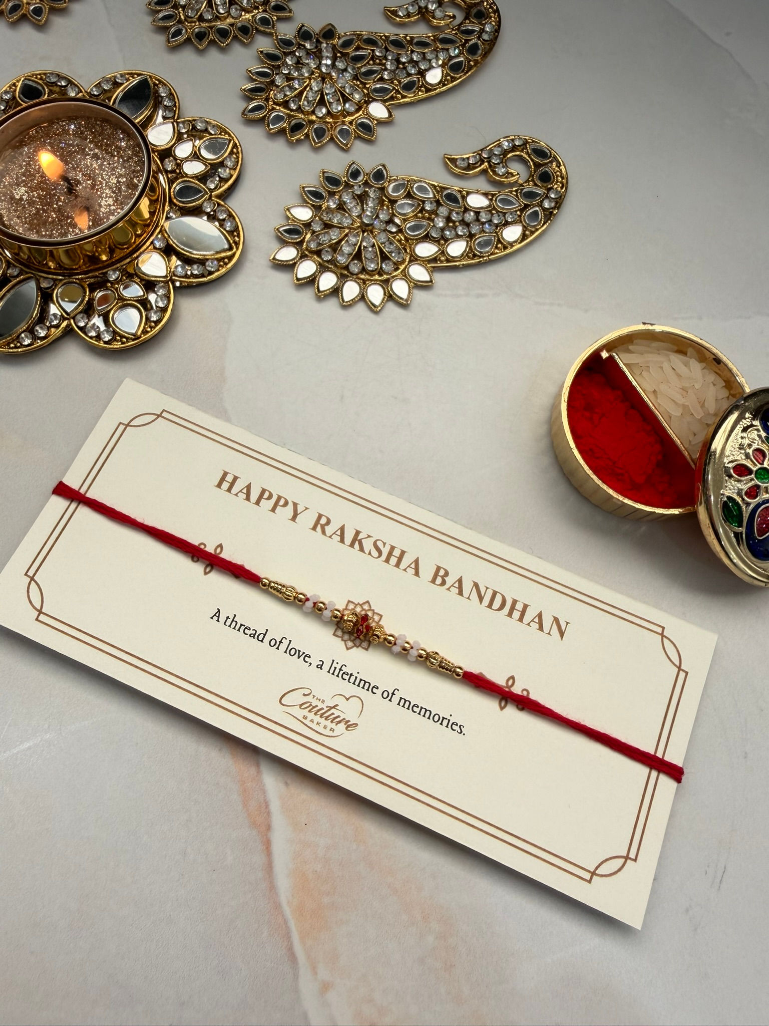 Traditional Beaded Red Rakhi - 1