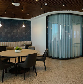 custom drapery in a break room within a private office