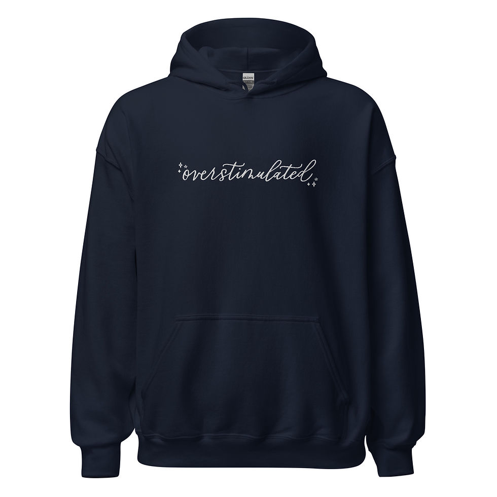 Thumbnail: Overstimulated Embroidered Hoodie – Calligraphy Nerd Handwriting