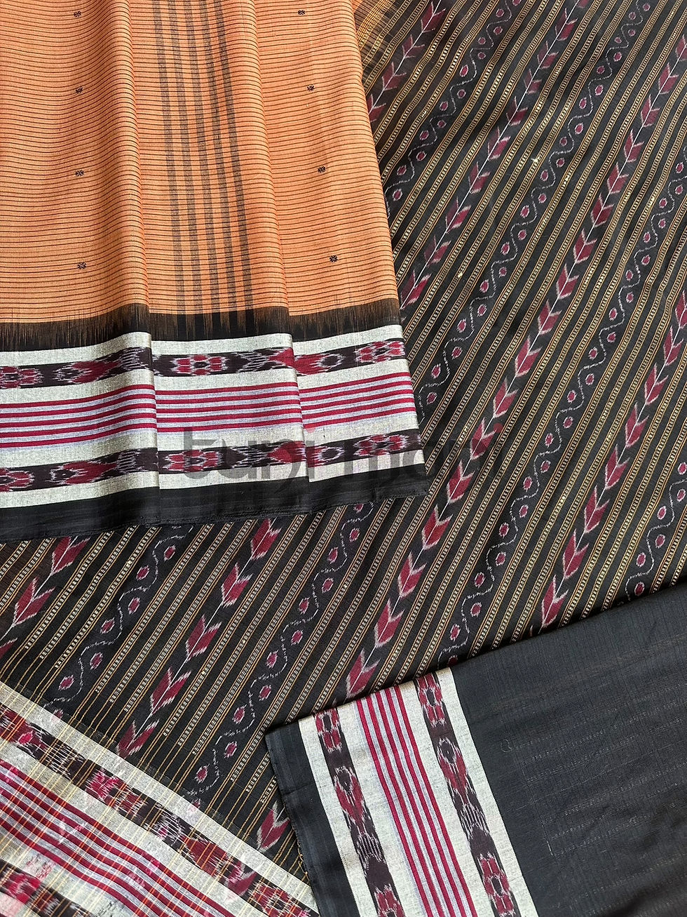 Sand Brown Shade Odisha Ikat Cotton Saree