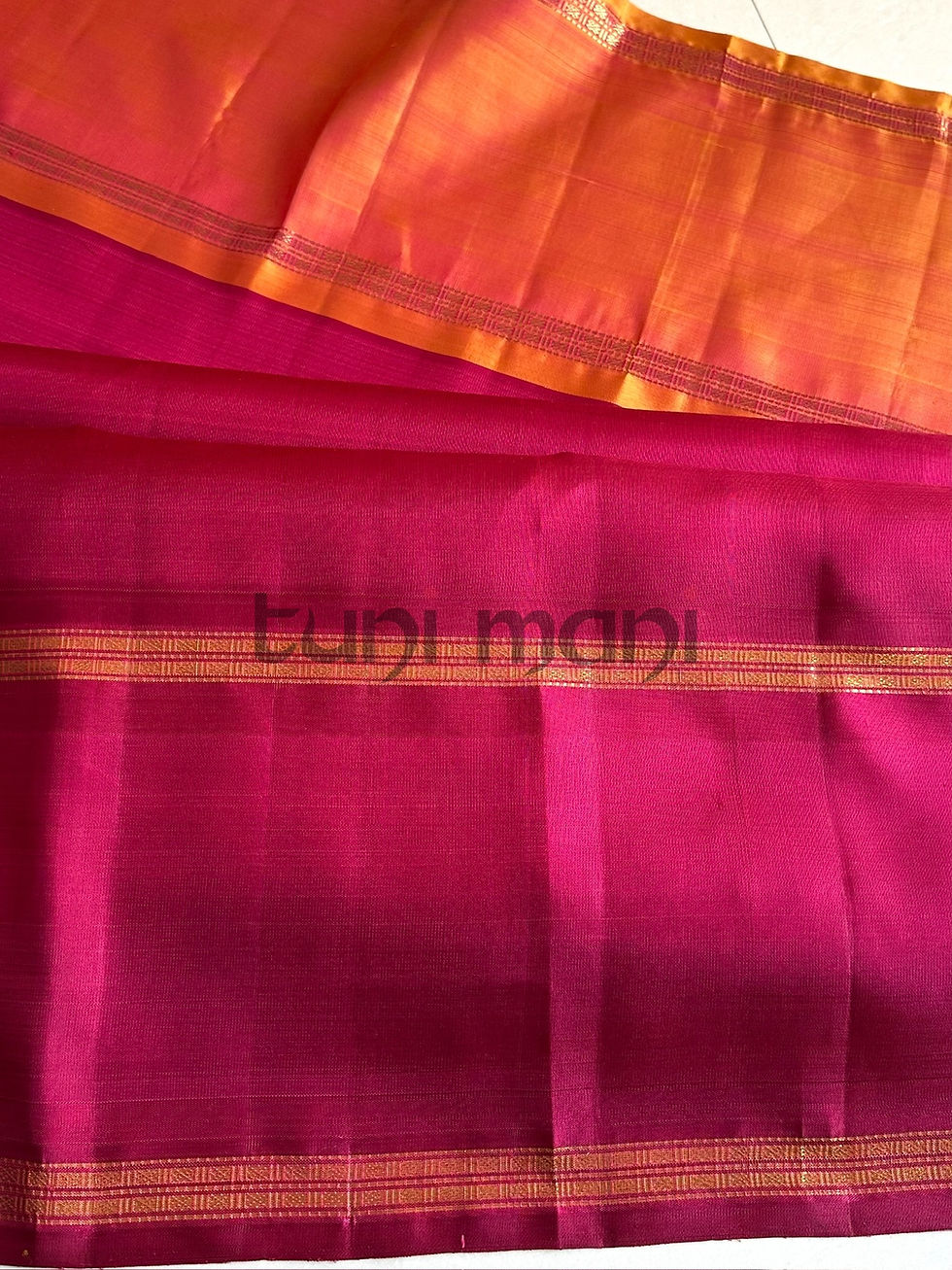 Thumbnail: Shot Green Shade Checked Kanchi Silk Saree with Ganga Jamuna Borders