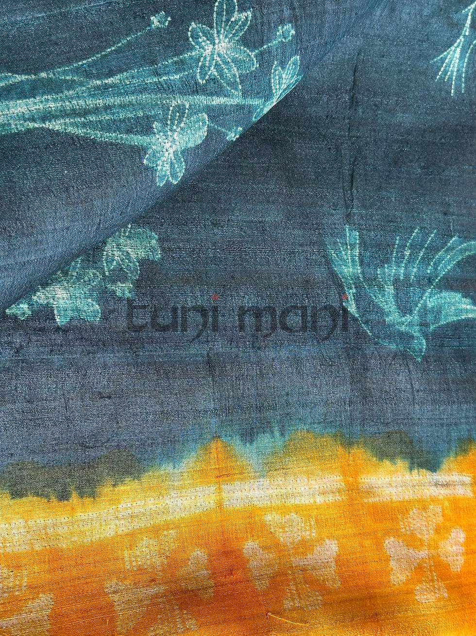 Thumbnail: Designer Green Shade Tussar Silk Shibori Tye and Die Saree