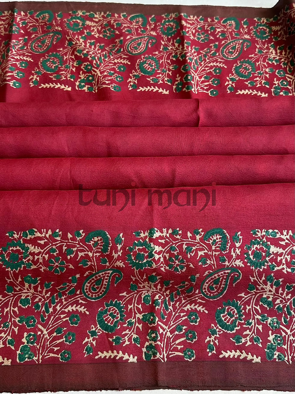 Thumbnail: Pink Shade Hand Painted Kalamkari & Block Printed Gadwal Silk Saree