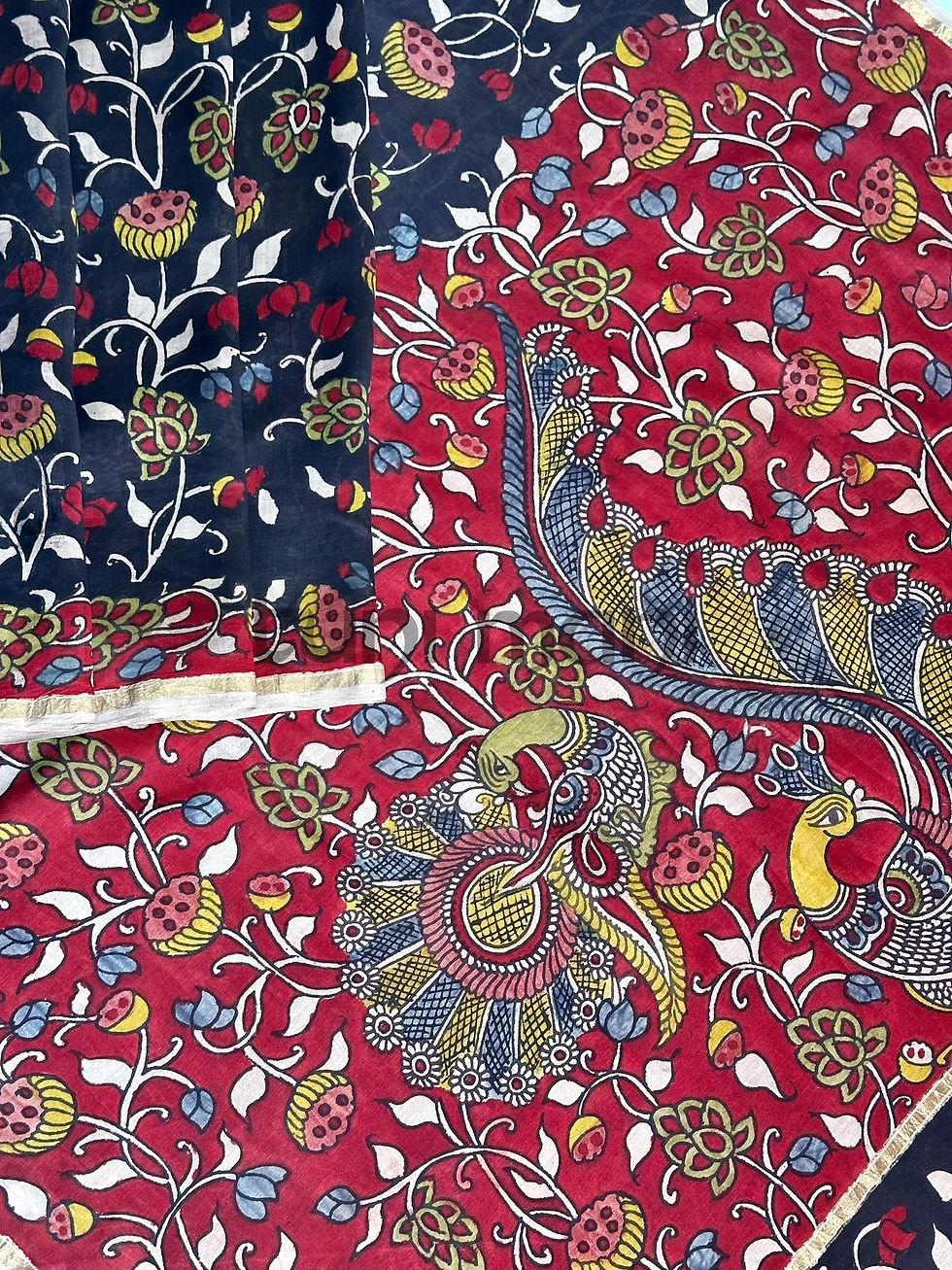 Thumbnail: Black Shade Kalamkari Chanderi Silk Cotton Saree