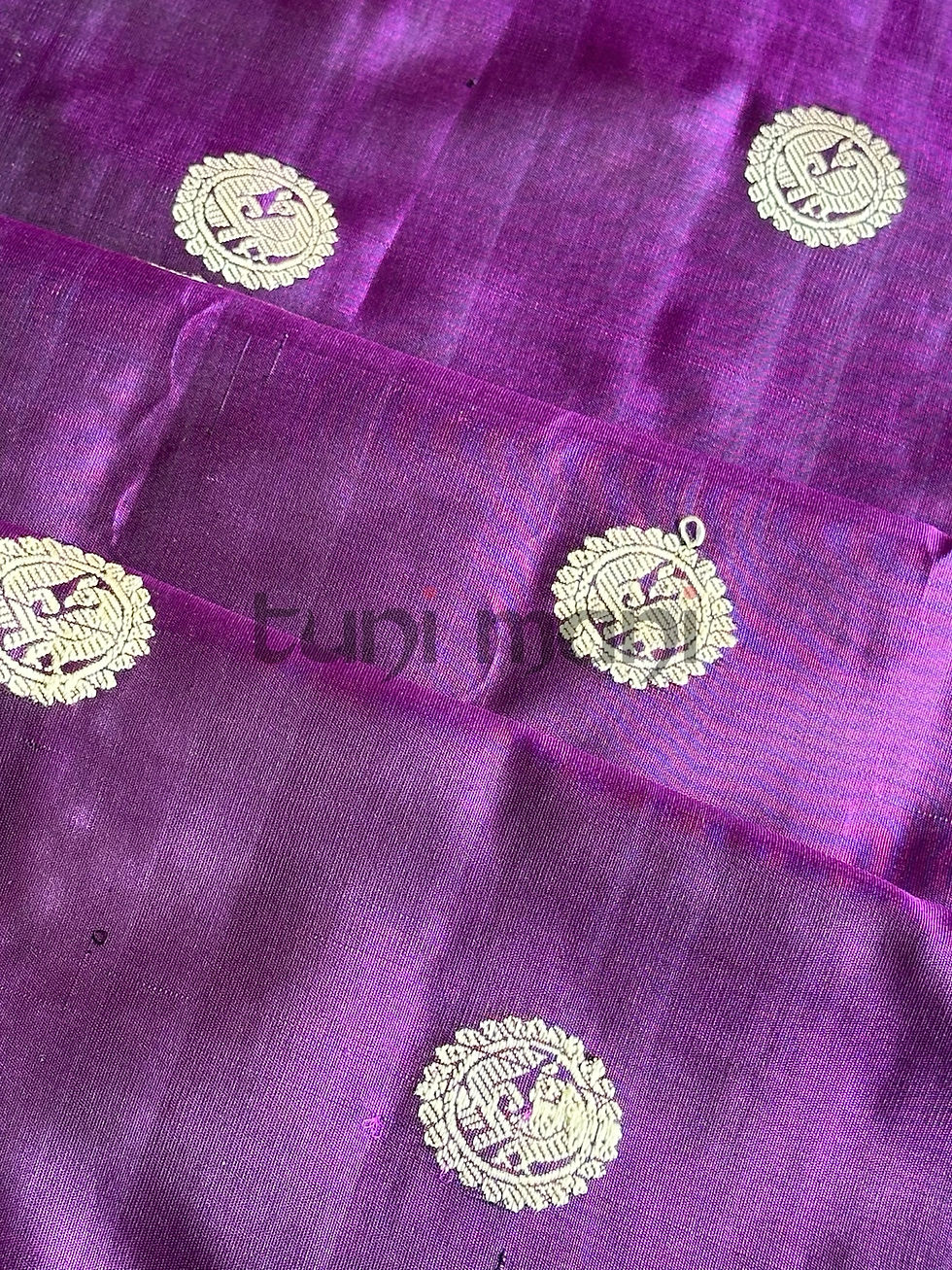 Thumbnail: Turquoise Green Shade Gadwal Silk Saree