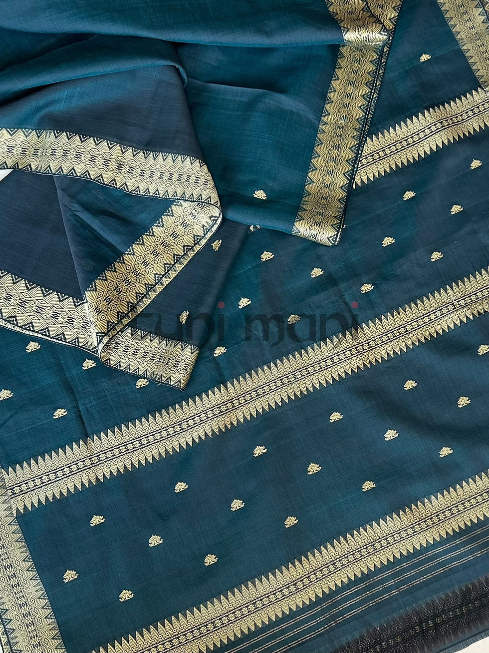 Thumbnail: Blue Shade Assam Silk Cotton Saree with motifs