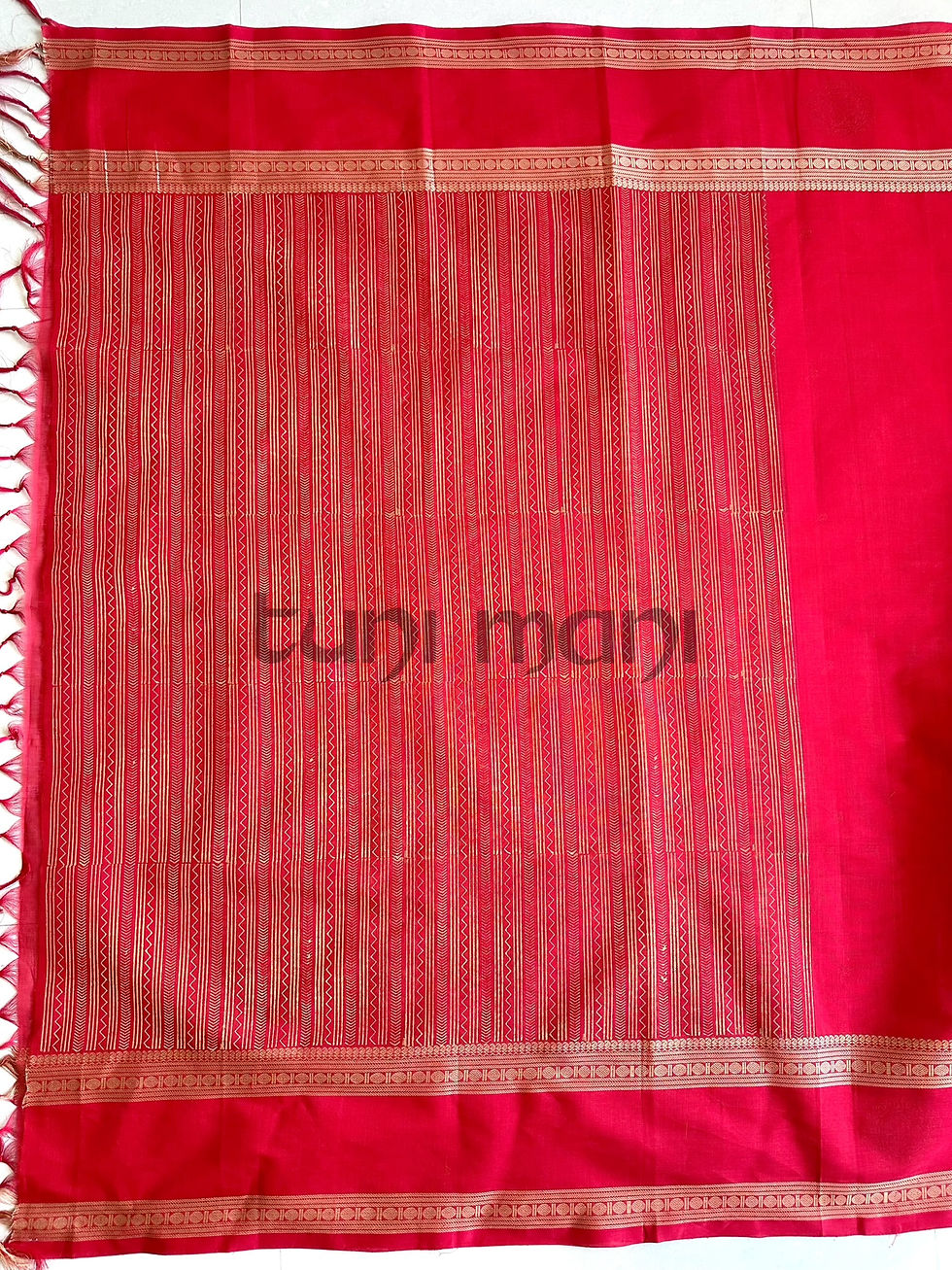 Thumbnail: Red Shade Kanchi Cotton Saree with Thread-Work Borders