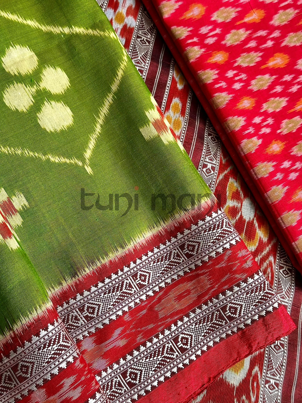 Thumbnail: Green Shade Patterned Design Khandua Silk Saree