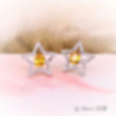 18K/750 Yellow Sapphire Diamond Earrings (黃色藍寶鑽石耳環)