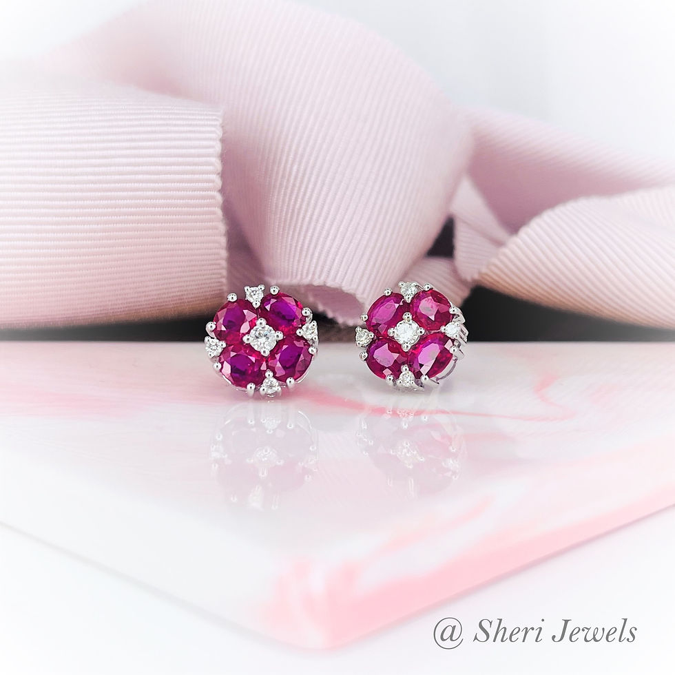 18K/750 Ruby Diamond Earrings (紅寶鑽石耳環)