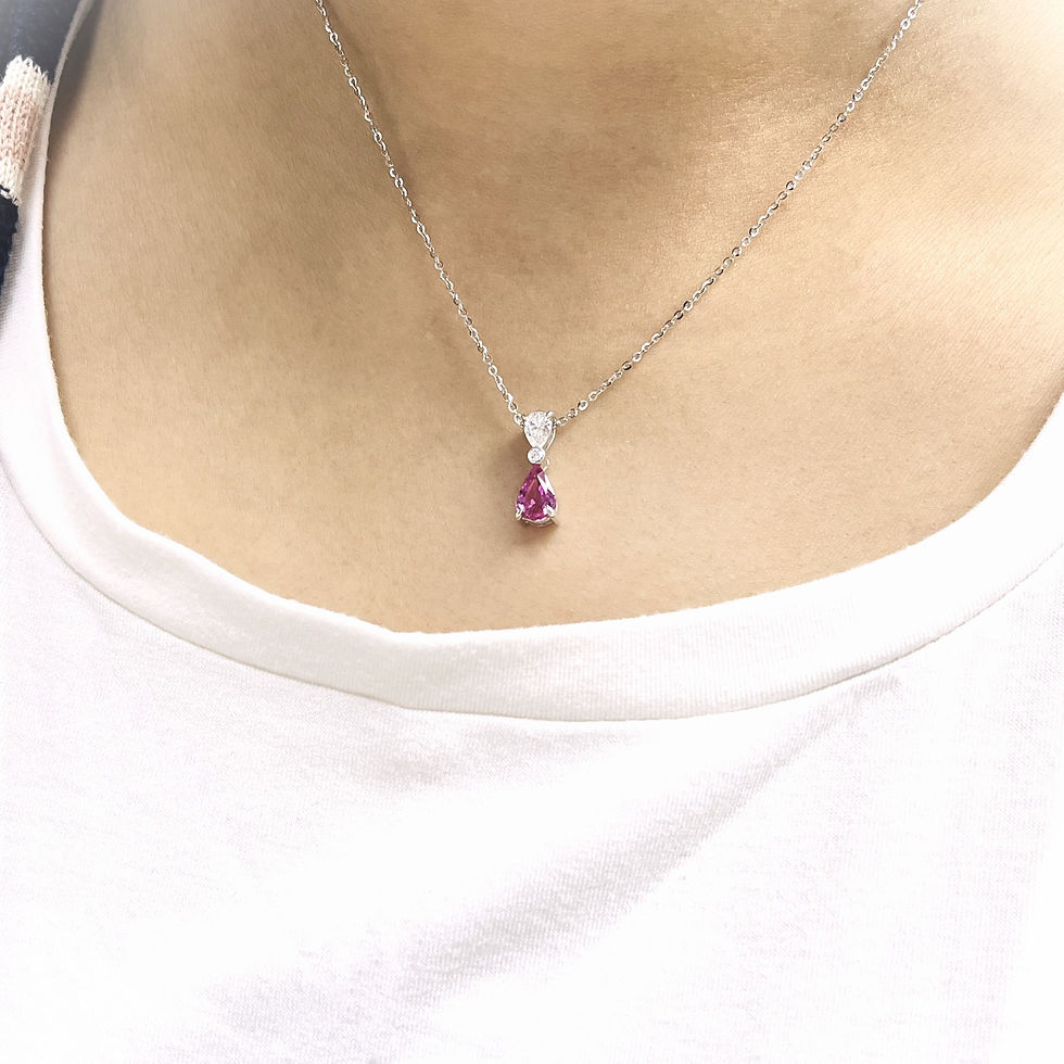 縮圖：18K/750 Pink Sapphire Diamond Pendant (粉紅色藍寶鑽石吊墜)