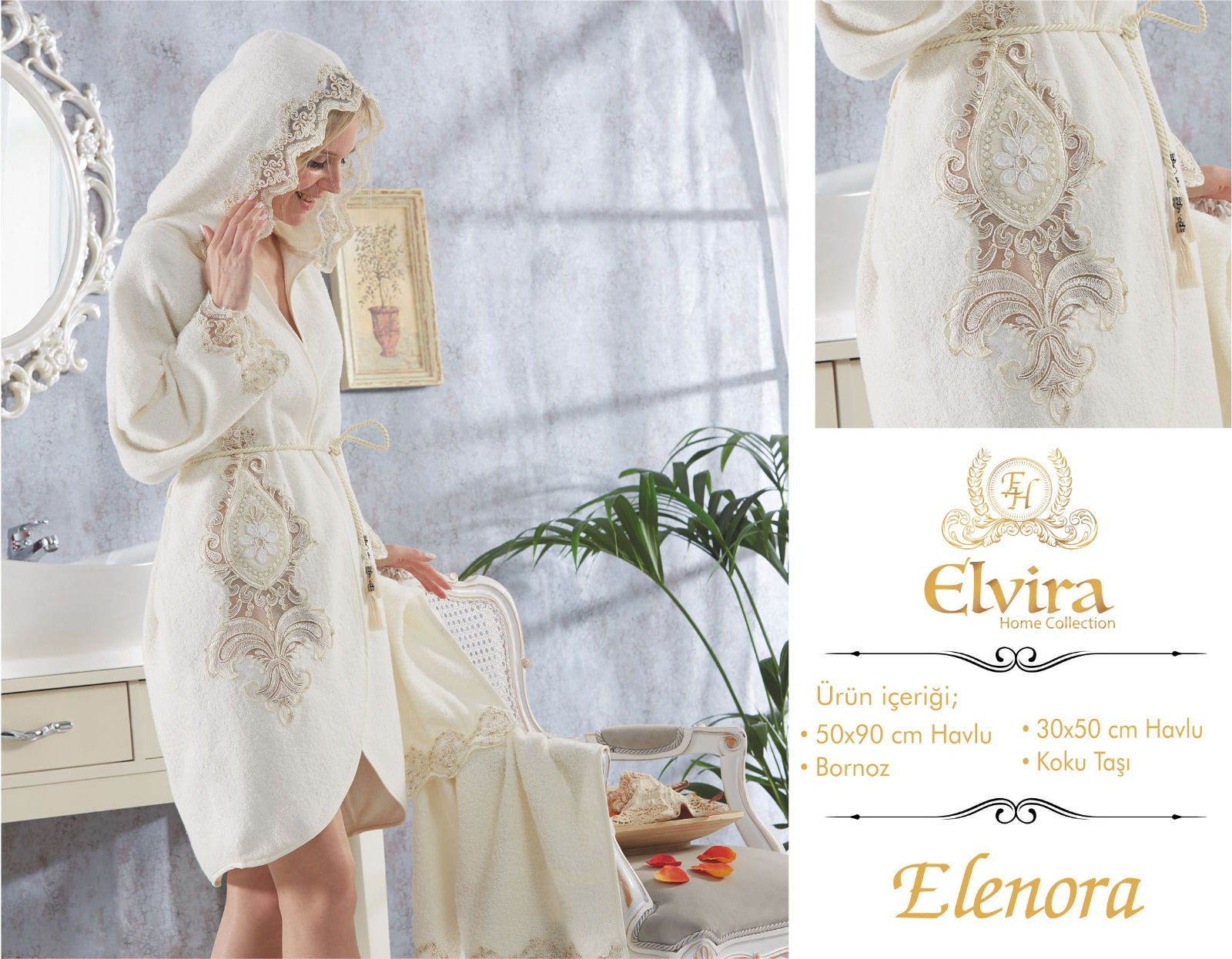 Elenora Luxury French Lace Honeymoon Bathrobe