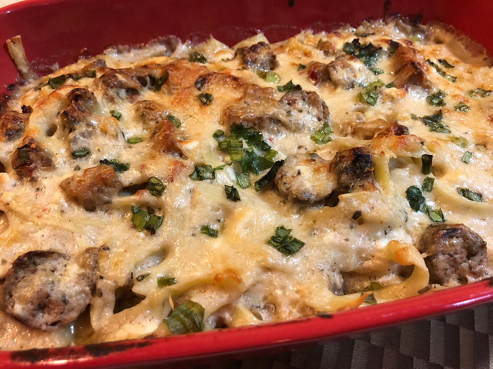 Chicken Apple Sausage Pasta Bake