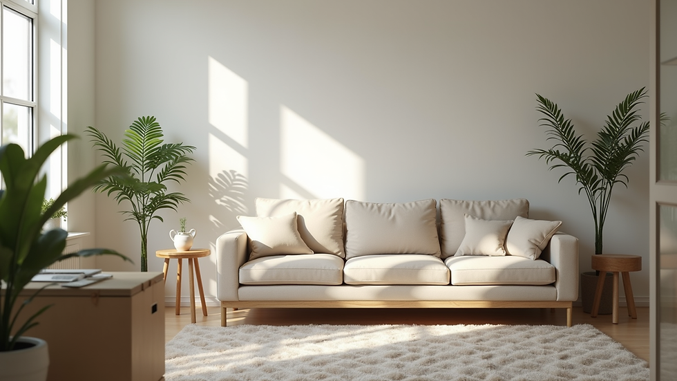 Eye-level view of a clean and organized living room after a move-out cleaning