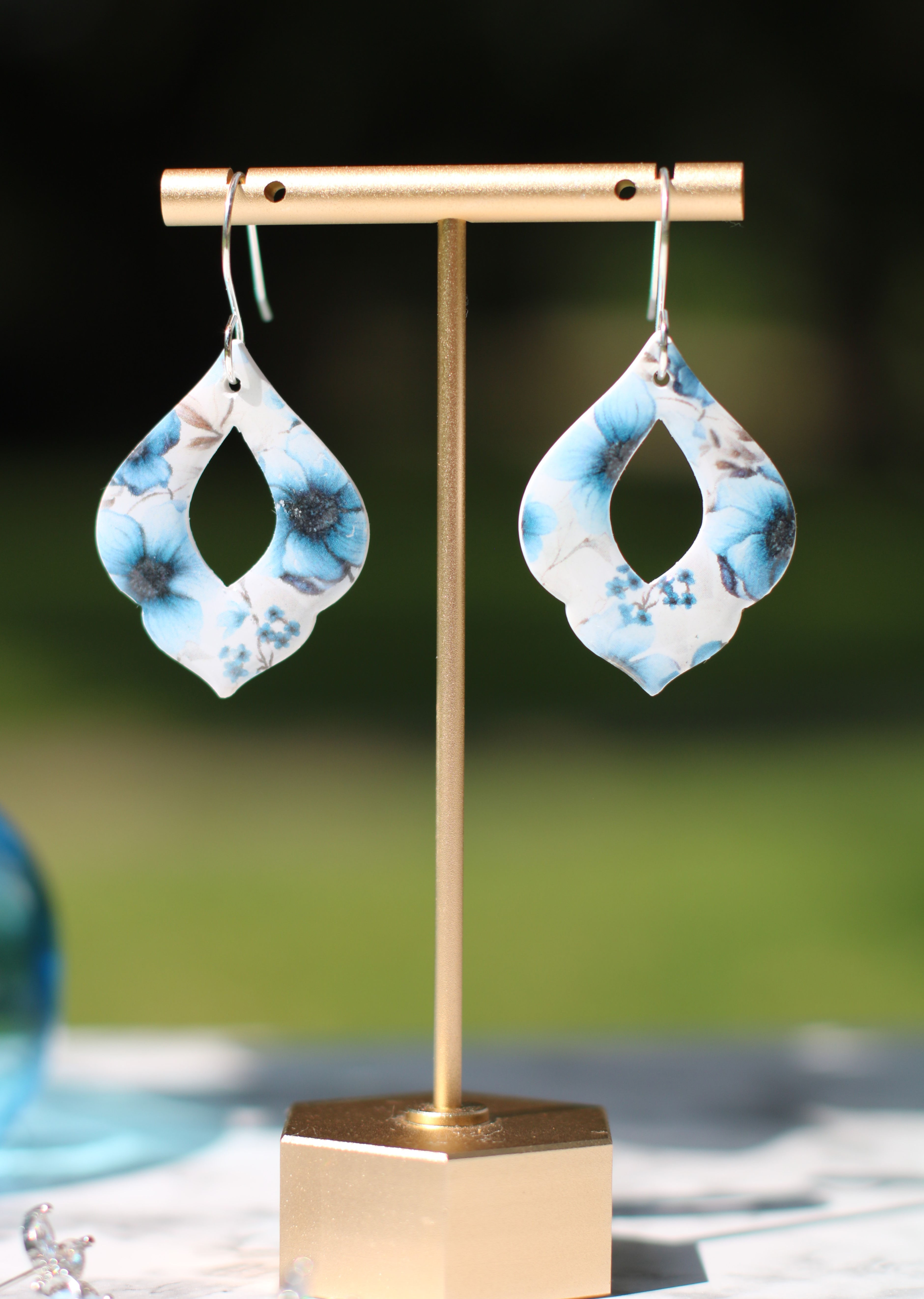 Moroccan Style Blue Floral Earrings