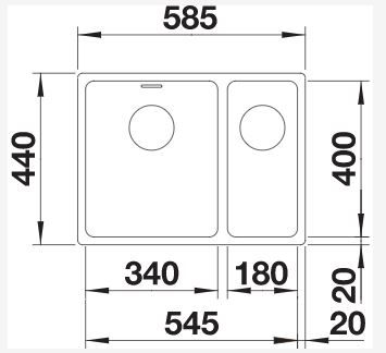 Thumbnail: Blanco ANDANO 340/180-U Sink 585x440 mm