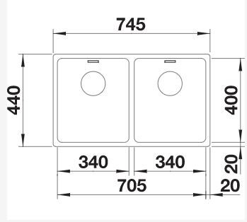 Thumbnail: Blanco ANDANO 340/340-U Sink 745x440 mm
