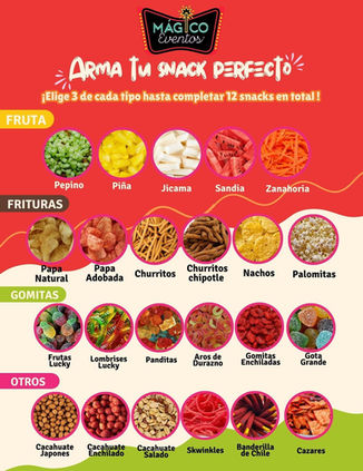 Toppings para carro de botanas magicoeventos