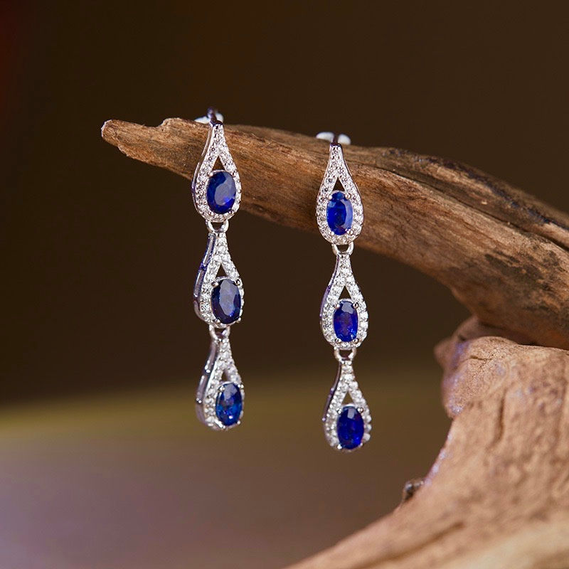 Thumbnail: Sri Lankan Sapphire Silver Necklace and Earrings