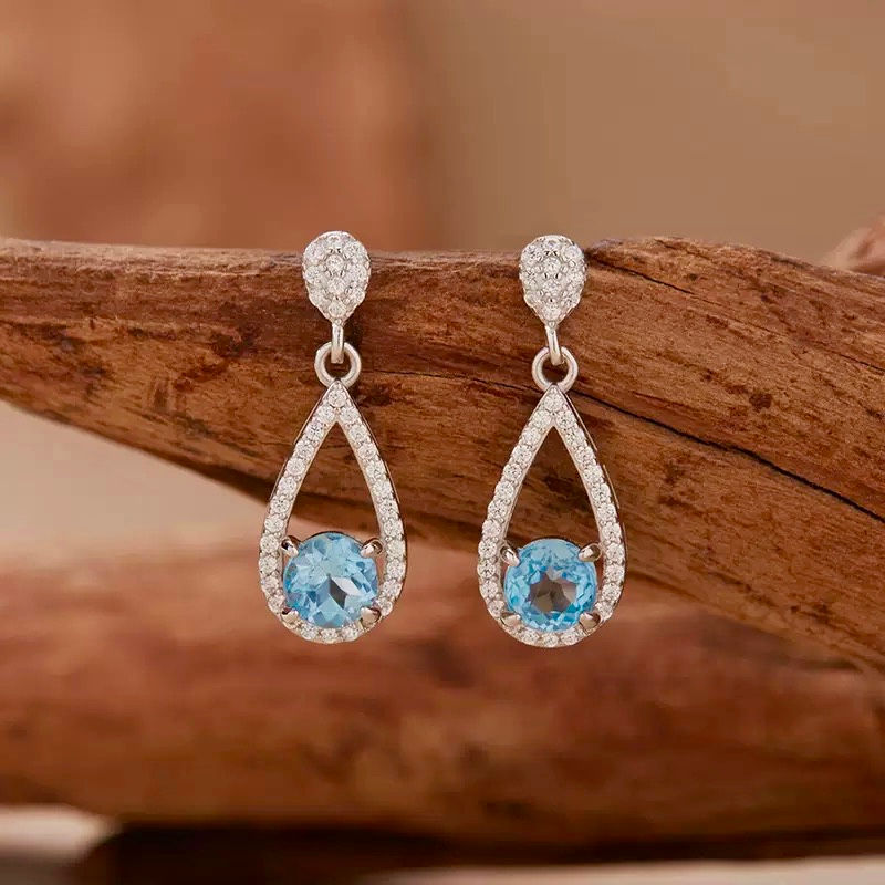 Thumbnail: Multi-Gemstone Sterling Silver Earrings
