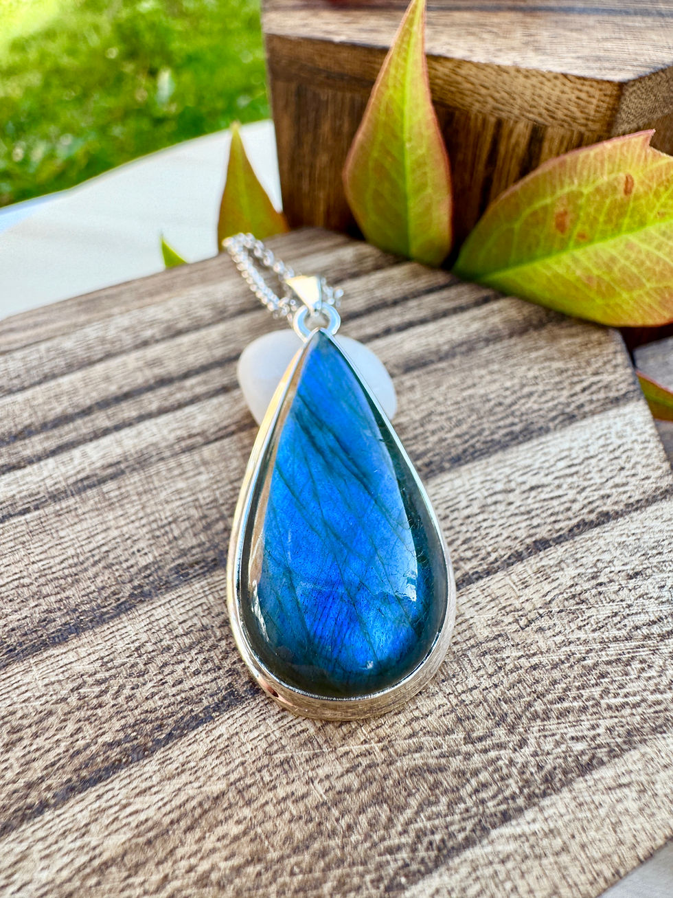 Thumbnail: Blue Fire Labradorite Sterling Silver Necklace
