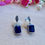 Thumbnail: Created Sapphire Silver Marcasite Earrings