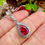 Thumbnail: Timeless Ruby Pear Drop Halo Sterling Silver Necklace,Ireland, Gift for any occassions, birthday, xmas gifts
