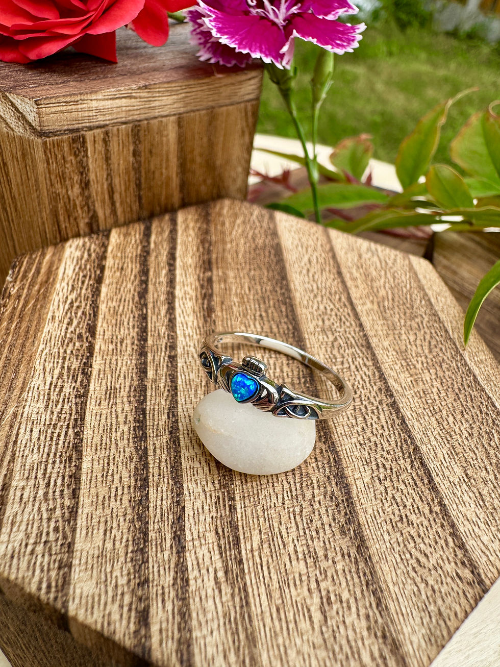 Thumbnail: Claddagh Sterling Silver Opal Ring