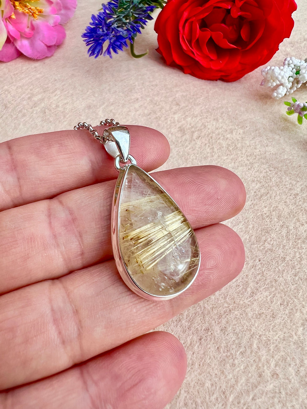 Thumbnail: Golden Rutile Silver Necklace