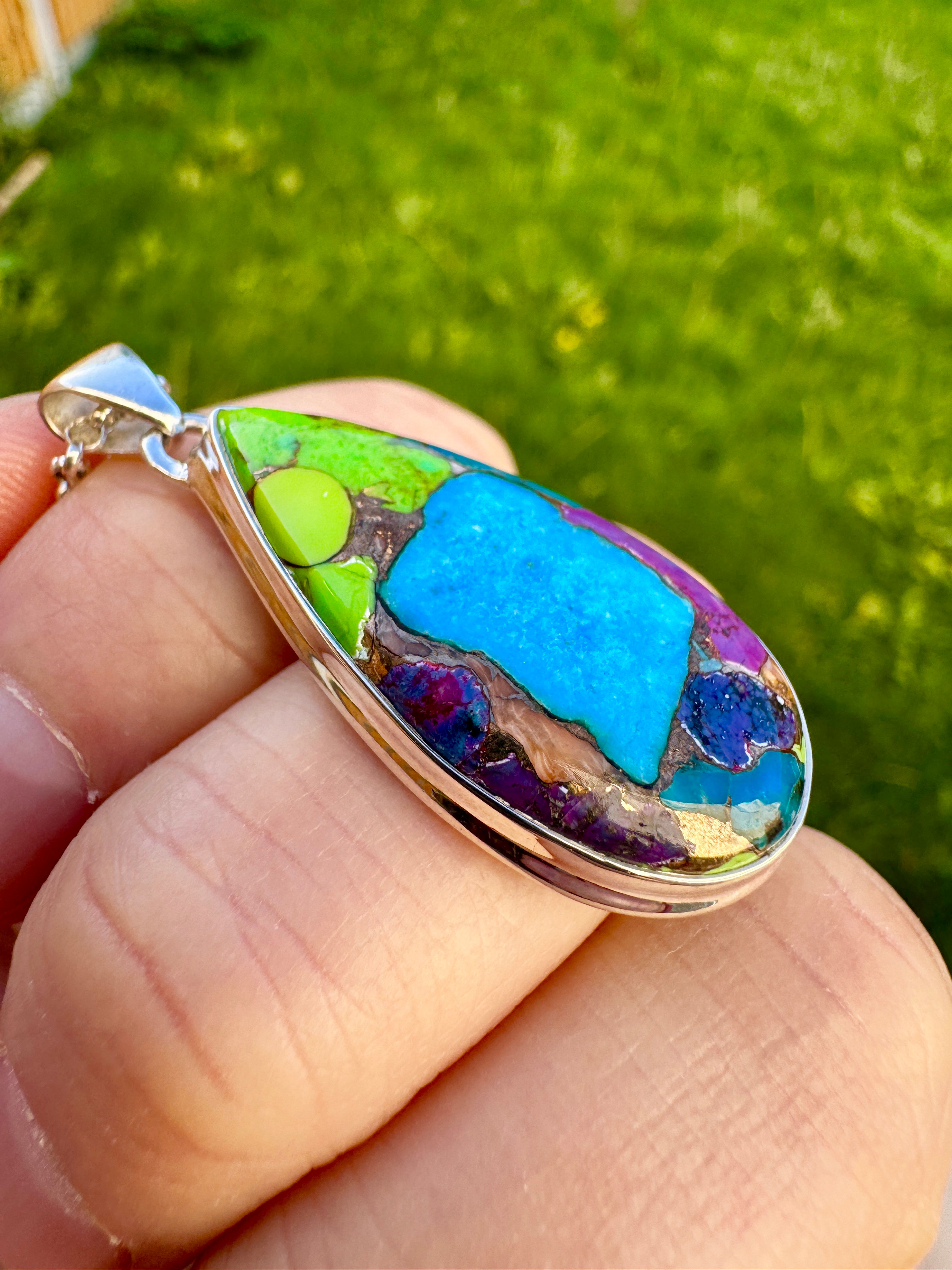 Multi Copper Turquoise Silver Necklace