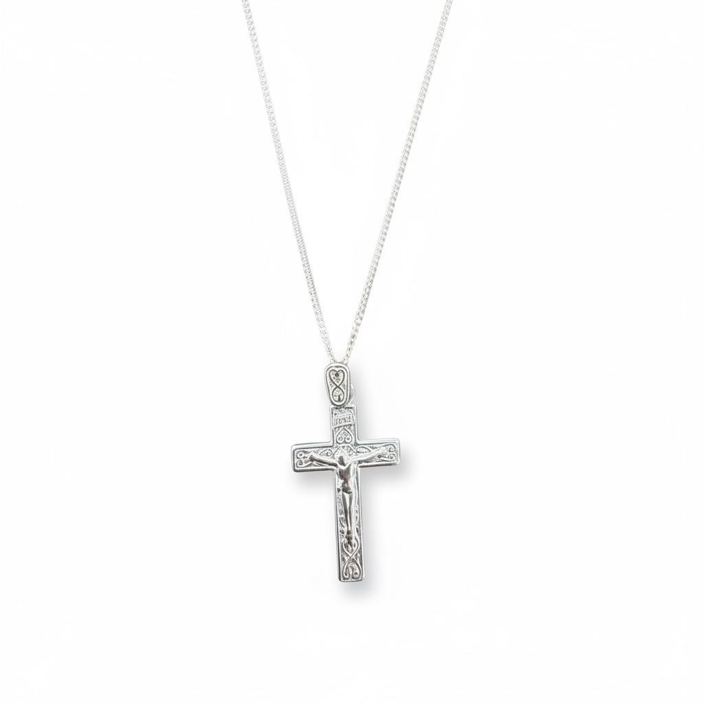 Holy Communnion  Crucifix Cross Sterling Silver Necklace