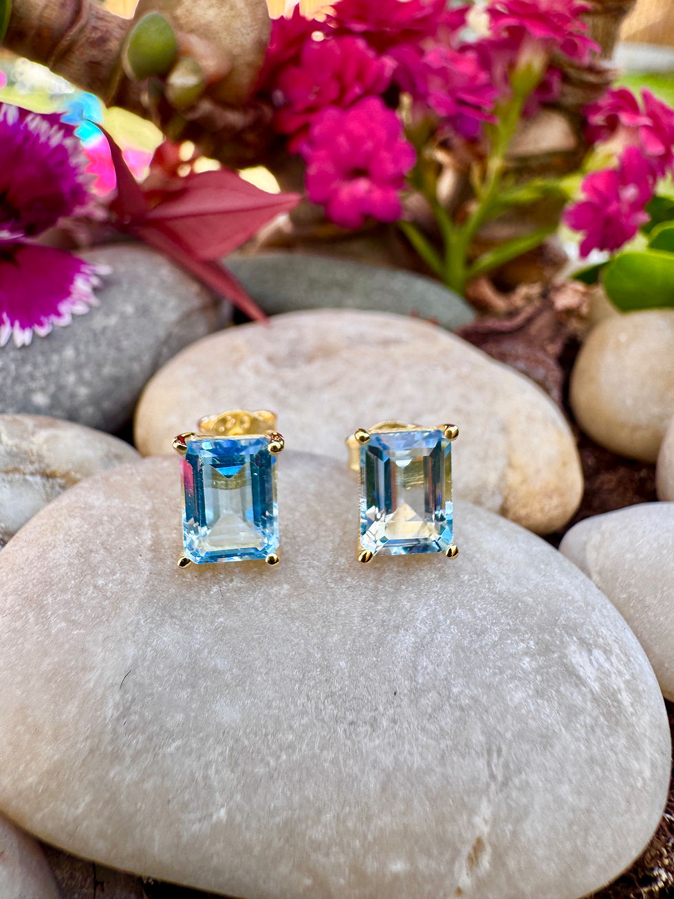 Thumbnail: Blue Topaz Silver Stud Earrings