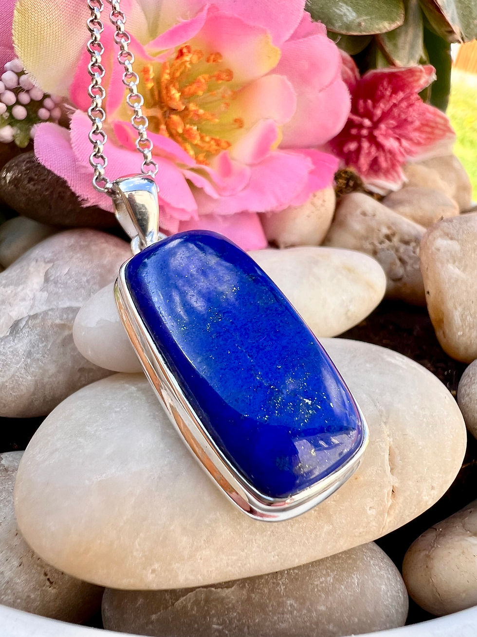 Afghan Lapis Lazuli Sterling Silver Necklace,Ireland, Gifts, birthday gifts, crystal necklace
