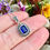 Thumbnail: Emerald Cut Sapphire  Marcasite Halo Sterling Silver Necklace, Woman S925 Necklace, gifts, September birthday gifts