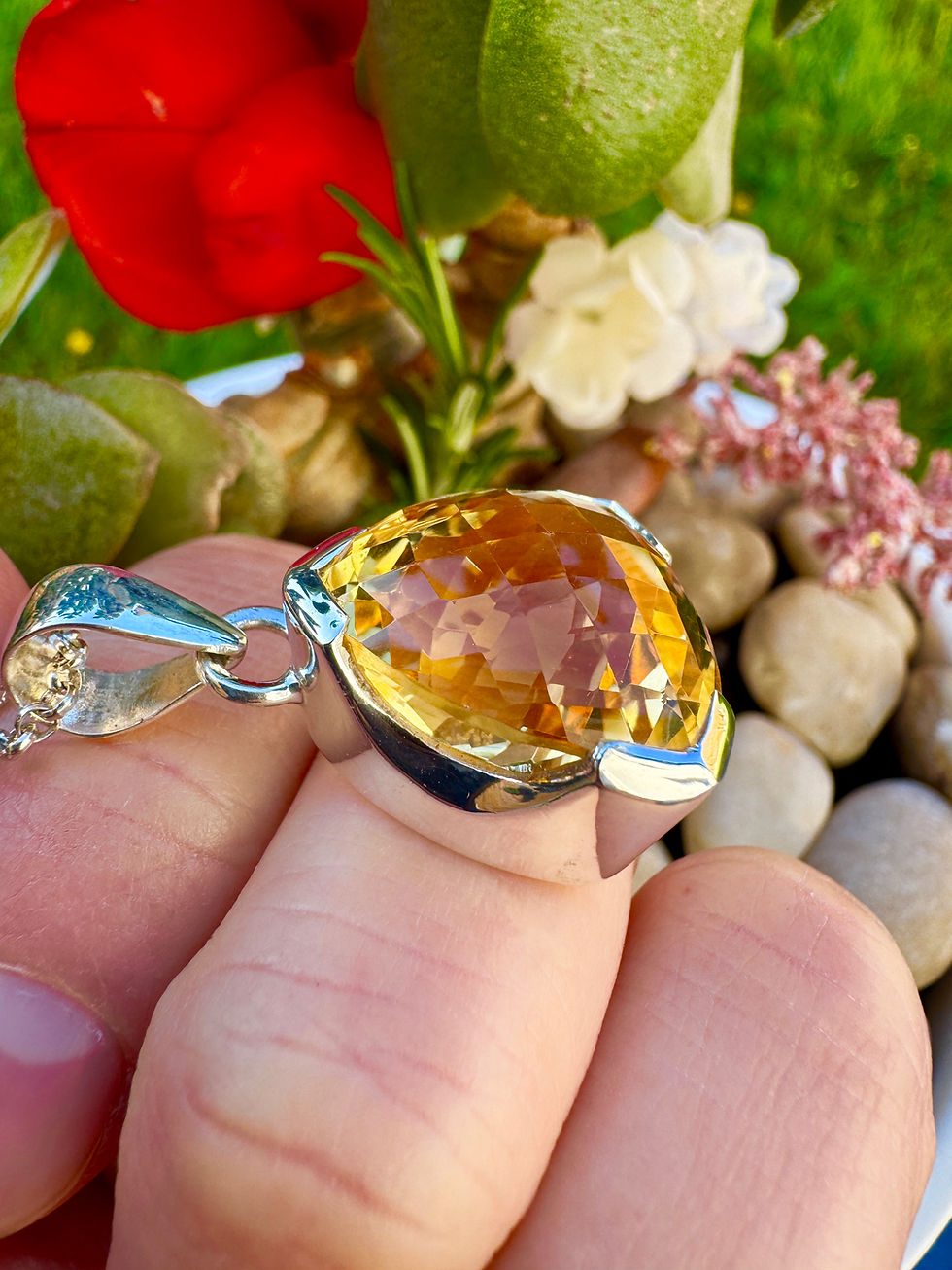 Thumbnail: Extra Large Brazilian Citrine (AAAAA) Sterling Silver Necklace