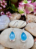 Blue Chalcedony Sterling Silver Earrings, 925 silver,drop earrings