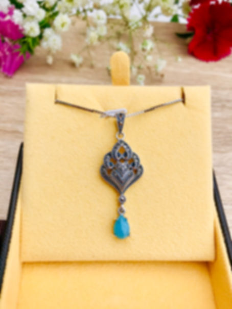 Larimar  Marcasite Sterling Silver Necklace