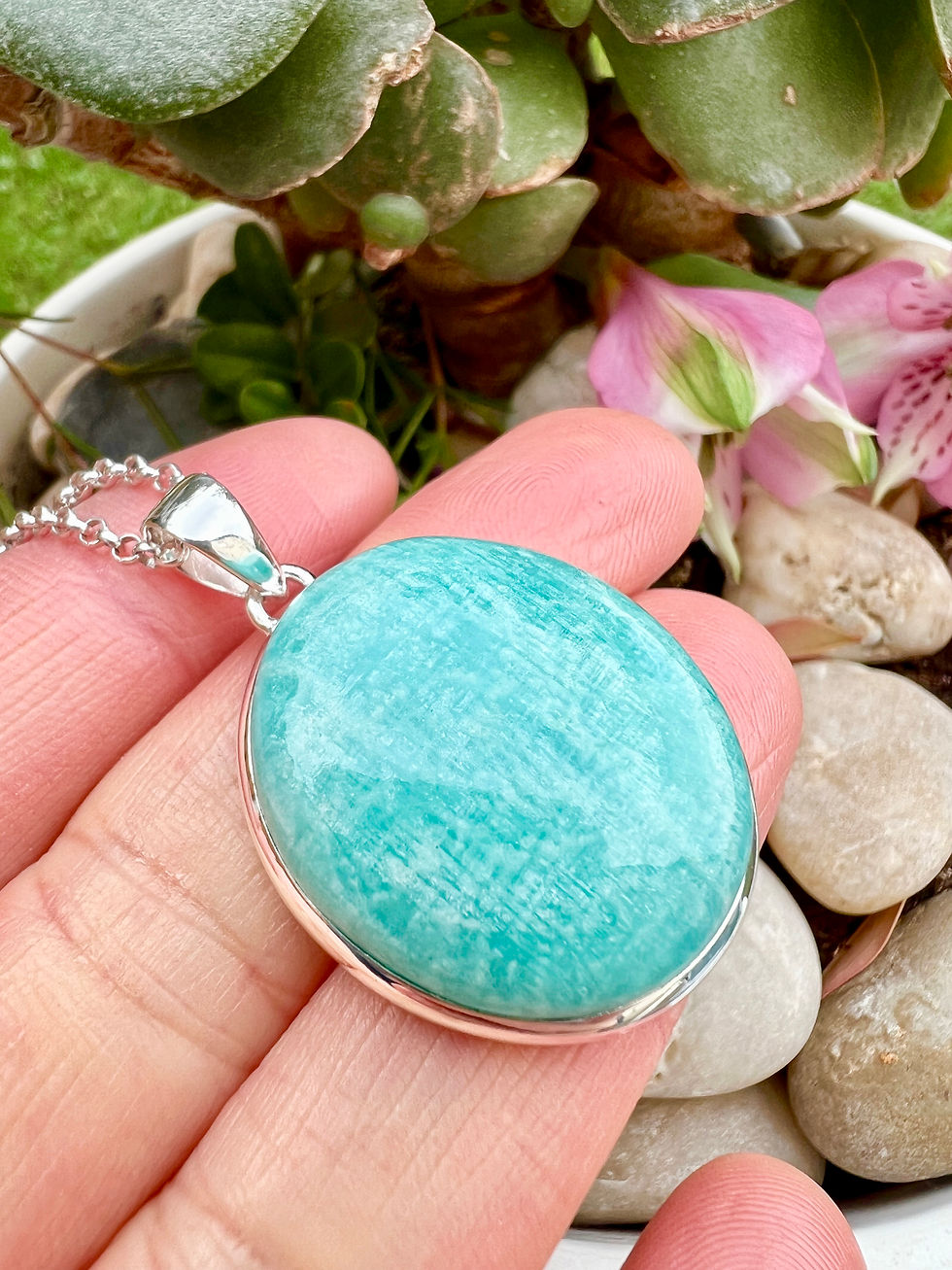 Thumbnail: Genuine Peruvian Amazonite Sterling Silver Necklace,Gifts, Ireland Base business