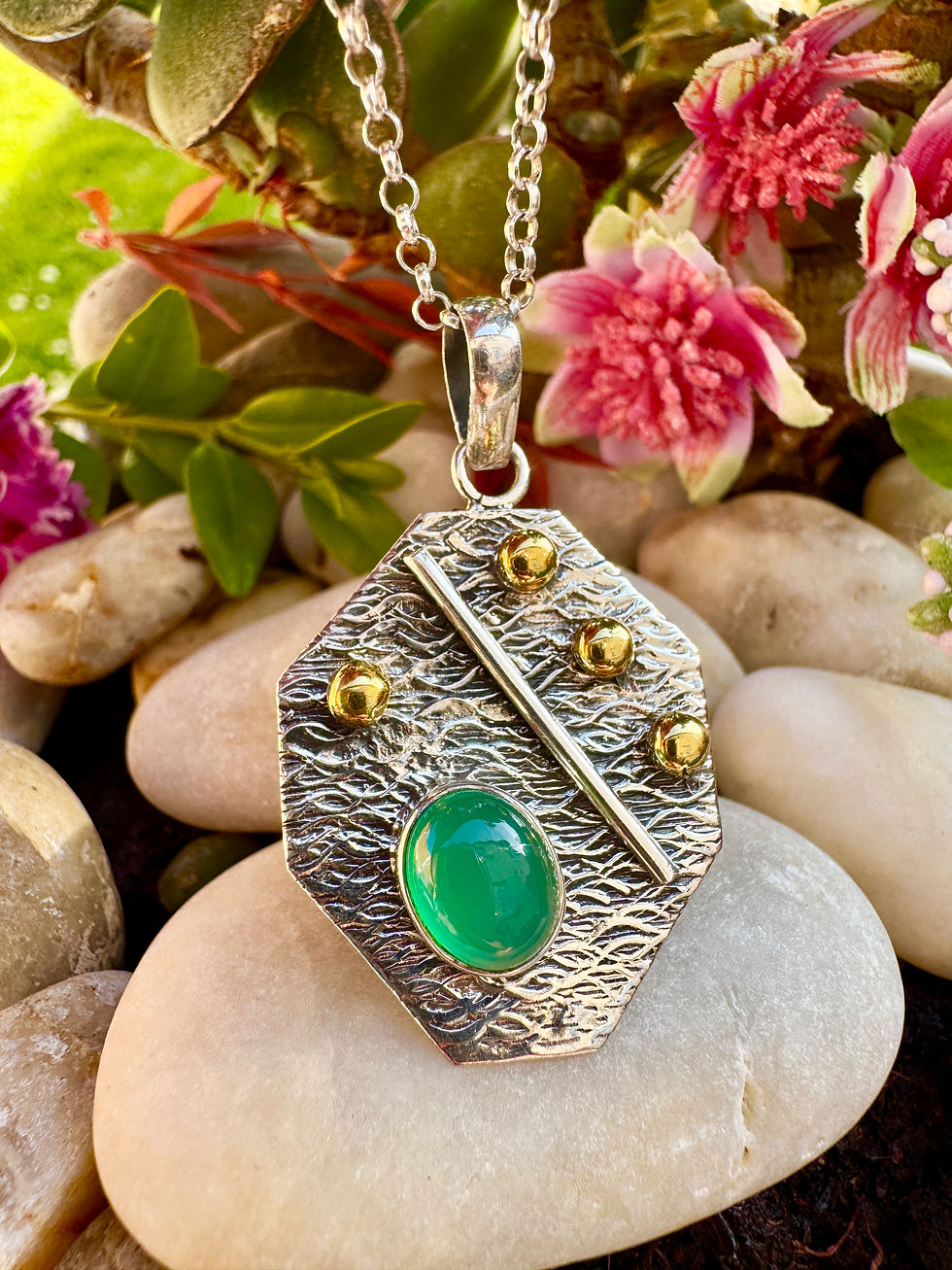 Thumbnail: Green Onyx Silver Necklace