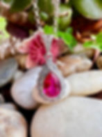 Timeless Ruby Pear Drop Halo Sterling Silver Necklace,Ireland, Gift for any occassions, birthday, xmas gifts