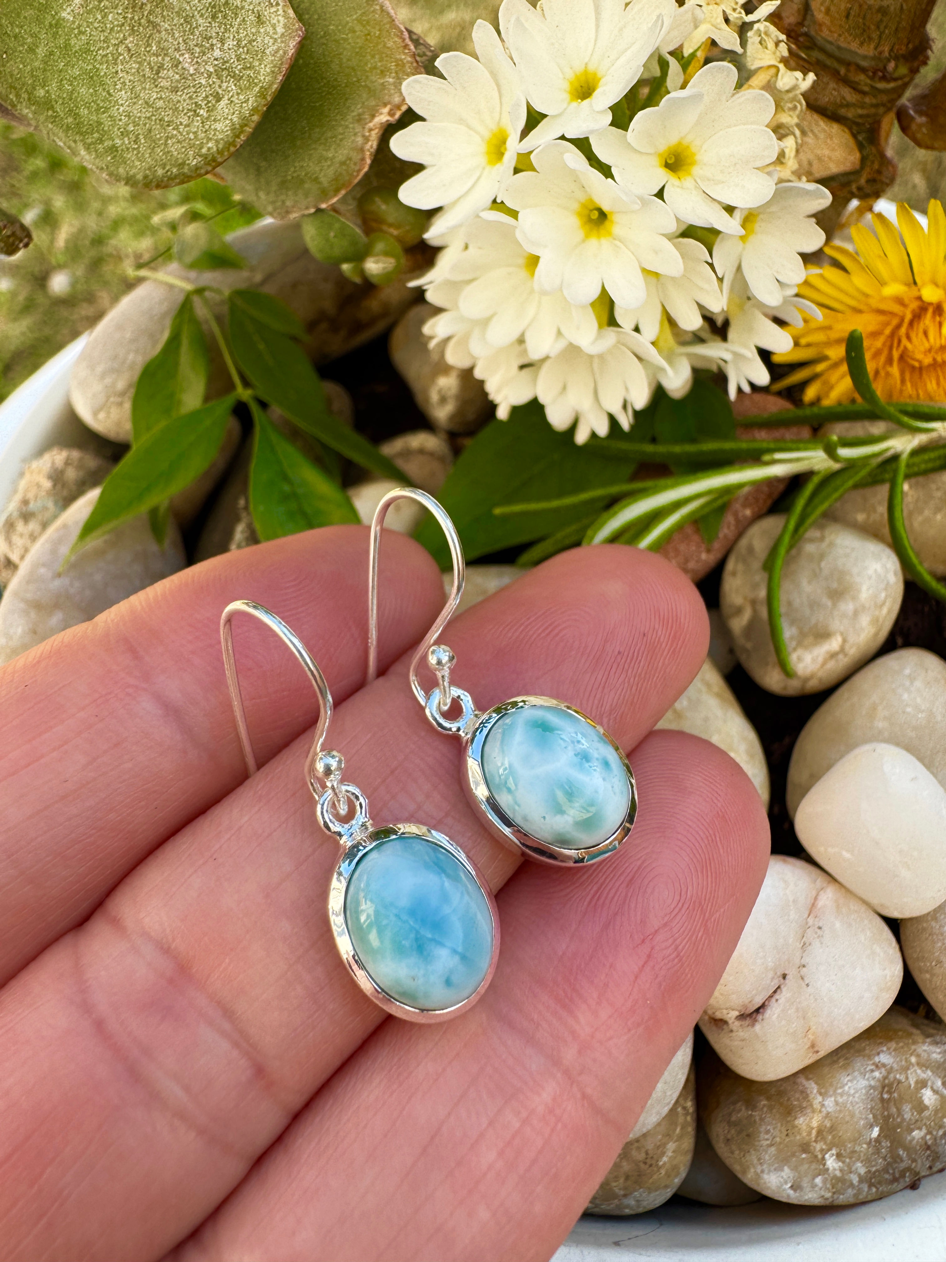 Dominican Larimar Silver Earrings