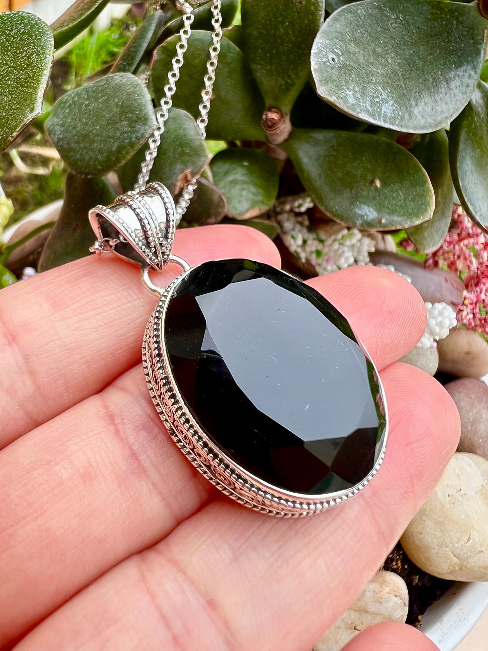 Thumbnail: Black Onyx Silver Necklace